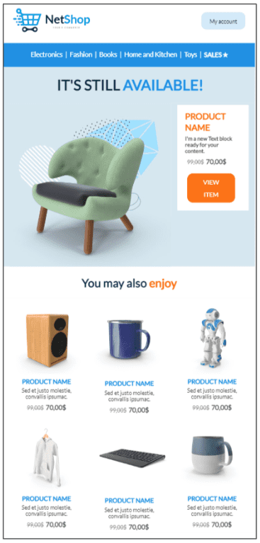 Mailchimp email template for abandoned cart reminders