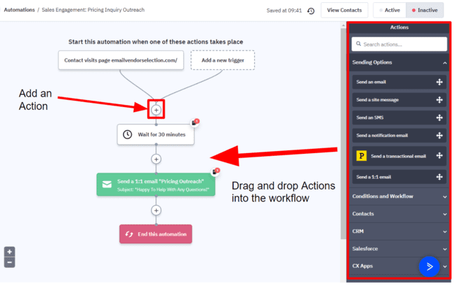 ActiveCampaign sales automation editor