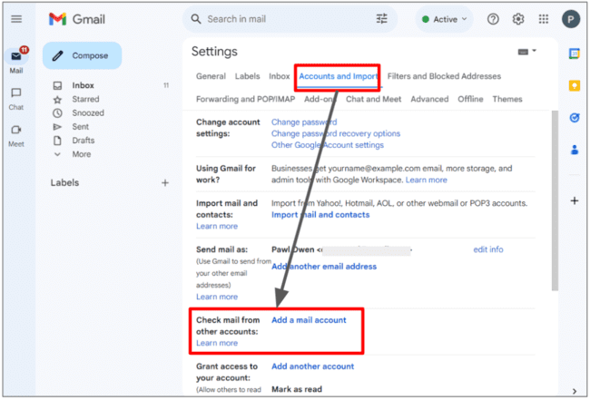 add a mail account to your Gmail account