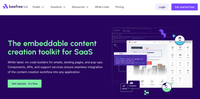 Beefree SDK BEE Plugin embed drag and drop builder white label