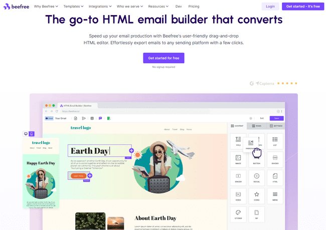 Beefree email builder to create your own school newsletter
