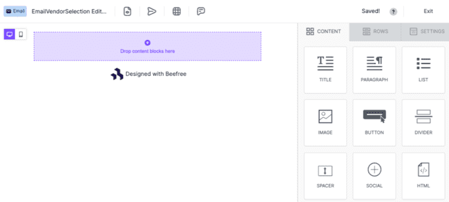Beefree email template editor start from scratch