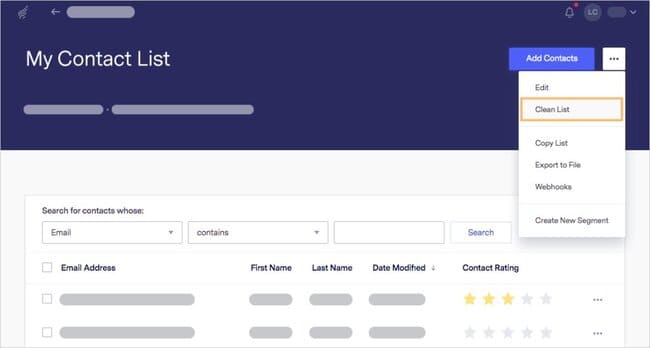 Benchmark Email contact list cleaner