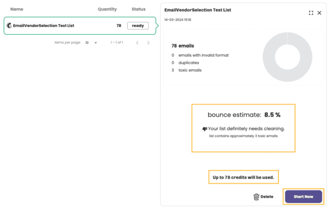 Bouncer cleaned contacts preview bounce estimate