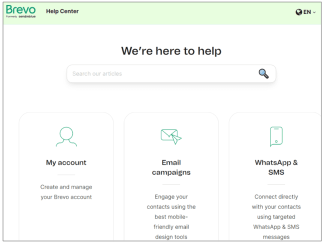 Brevo help center knowledge base