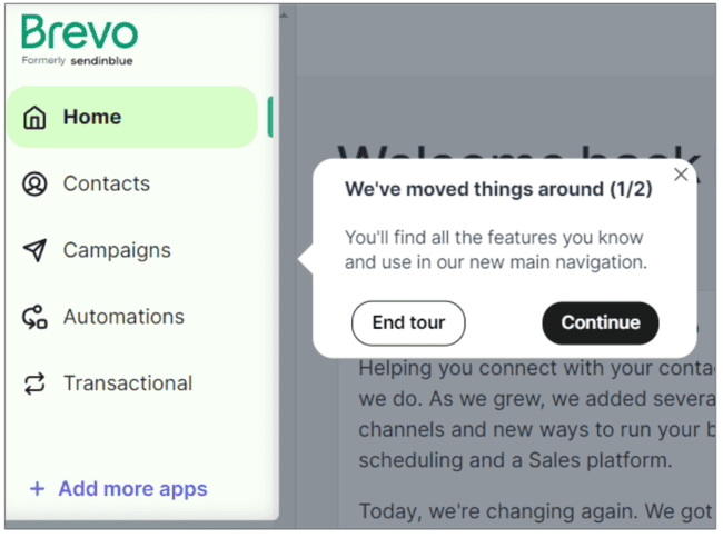 Brevo review navigation update