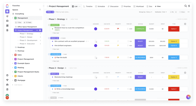 ClickUp visual project management software platform