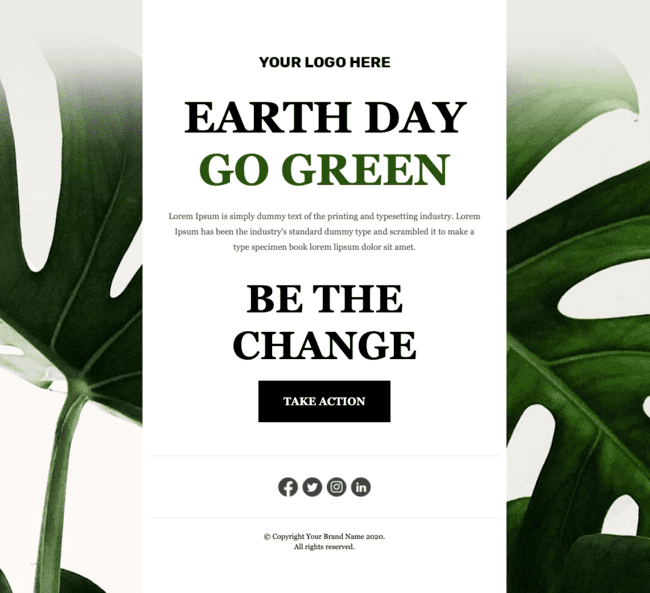 Earth day free email template