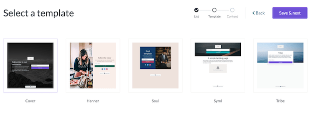 EmailOctopus Review landing page template examples