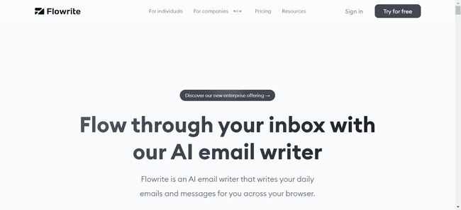 Flowrite AI writing tool for email writing