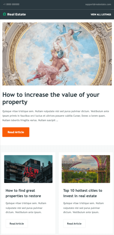 free real estate newsletter template BEE