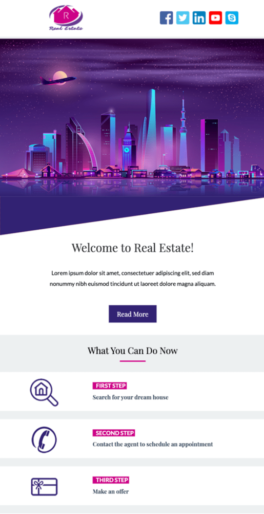 clean real estate email template