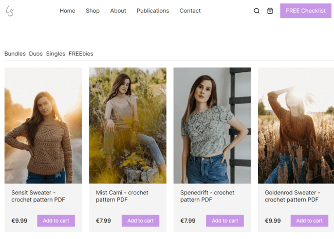 Linda Skuja crochet pattern online store made in Sellfy