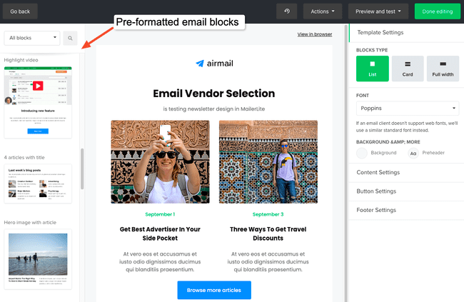 MailerLite best email newsletter editor