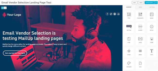 Mailup landing page builder