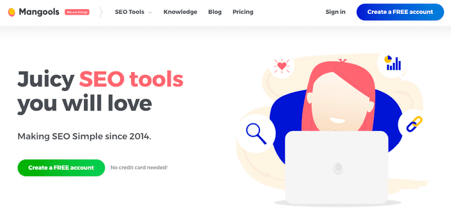 Mangools herramientas seo para el crecimiento online página de registro