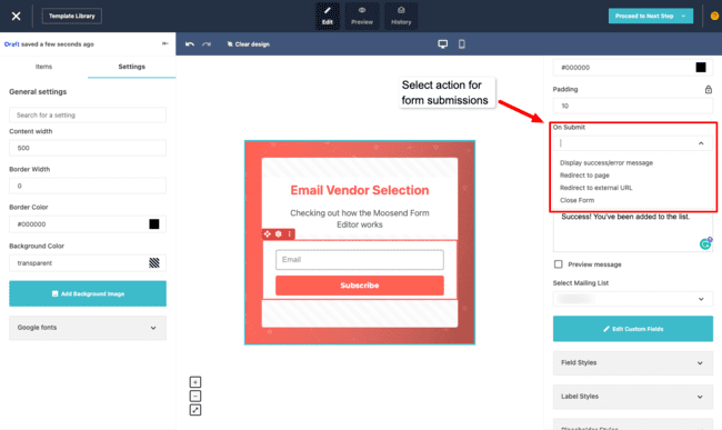Moosend Review Form Editor Automation follow up