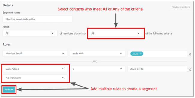 Moosend review segmentation criteria options filters
