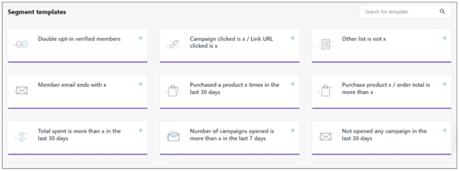Moosend segment filter templates
