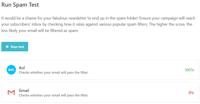Moosend review email spam test