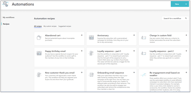 Moosend automation templates