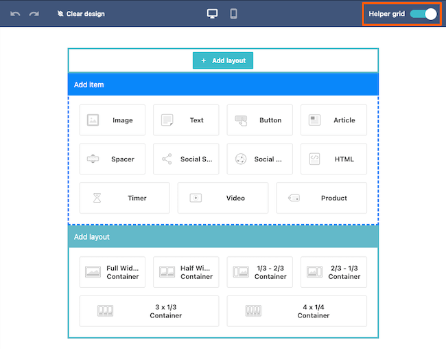 Moosend review drag and drop email builder helper grid items layouts