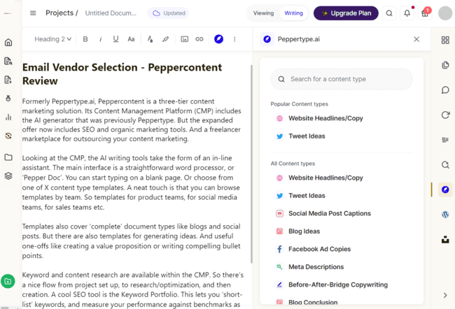 Peppercontent Opción Peppertype AI