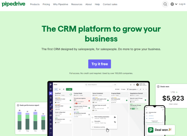 Pipedrive customer relationship management software sales team