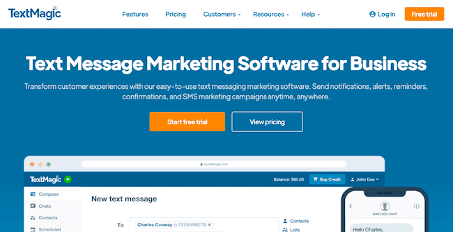 Plataforma de software de marketing TextMagic para empresas