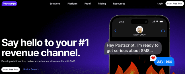 Postscript SMS marketing platform text message