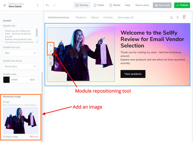 Sellfy module editing