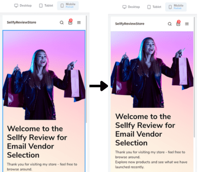 Sellfy store customizer mobile preview