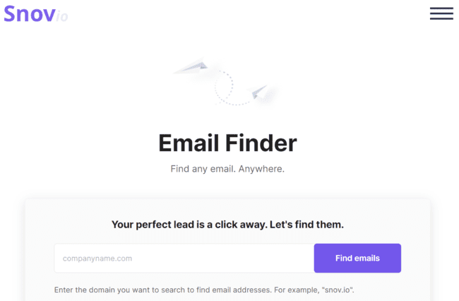 Snov.io email domain search for sales teams