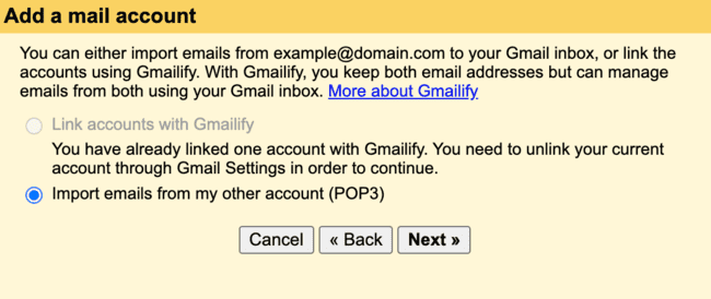 importing emails from other account