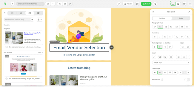 Stripo free email template editor builder