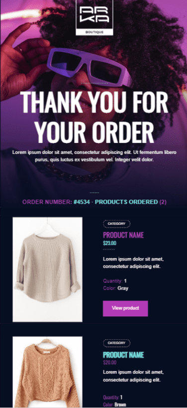thank you for your order Mailchimp template