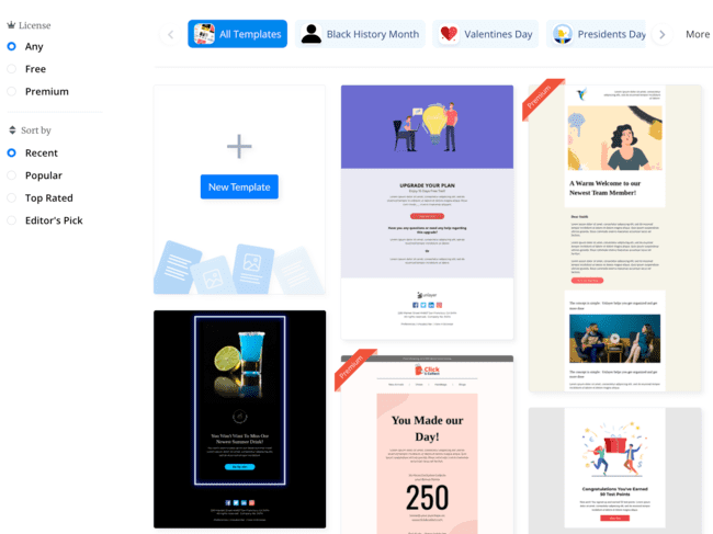 Unlayer free stock templates