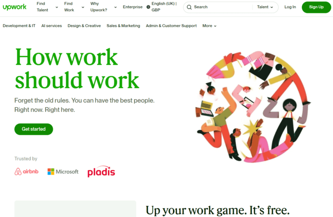Upwork home page best websites for freelance marketing