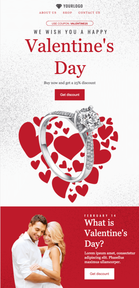valentine's day promotional email template