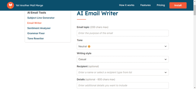 Yet Another Mail Merge AI email writer - for personalization and AI writing for Gmail