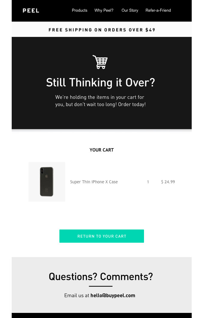 abandonned cart email segmentation