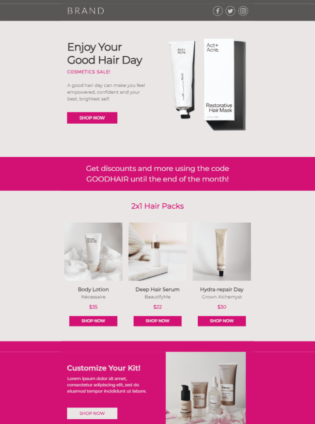 bold colour product template