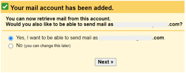 confirmación de envío desde una dirección de correo profesional existente en Gmail