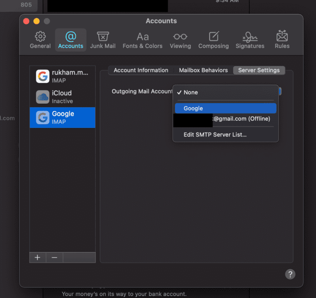 editing smtp server list in Apple mail app