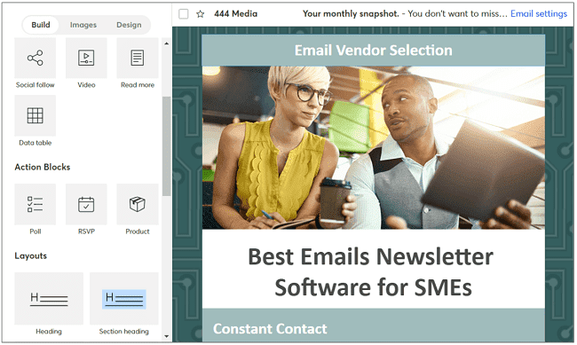 editor de newsletters de Constant Contact