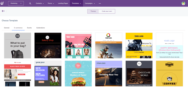 Engagebay review email templates across 4 categories