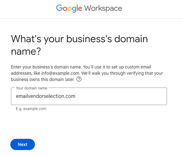 espacio de trabajo de Google Buscar un dominio personalizado