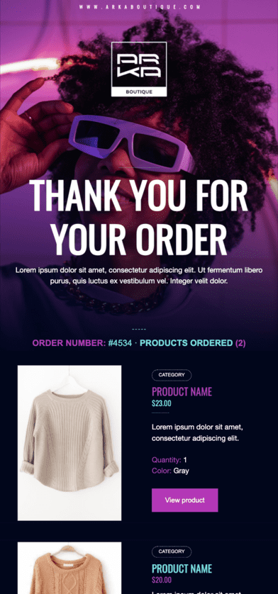 free ecommerce transactional email template
