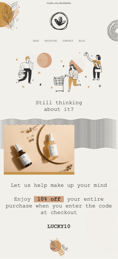 cart abandonment promotional email template