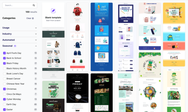 free seasonal email templates Beefree builder